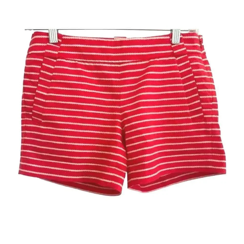 J. Crew Women’s Size 10 Red White Striped Chino Shorts